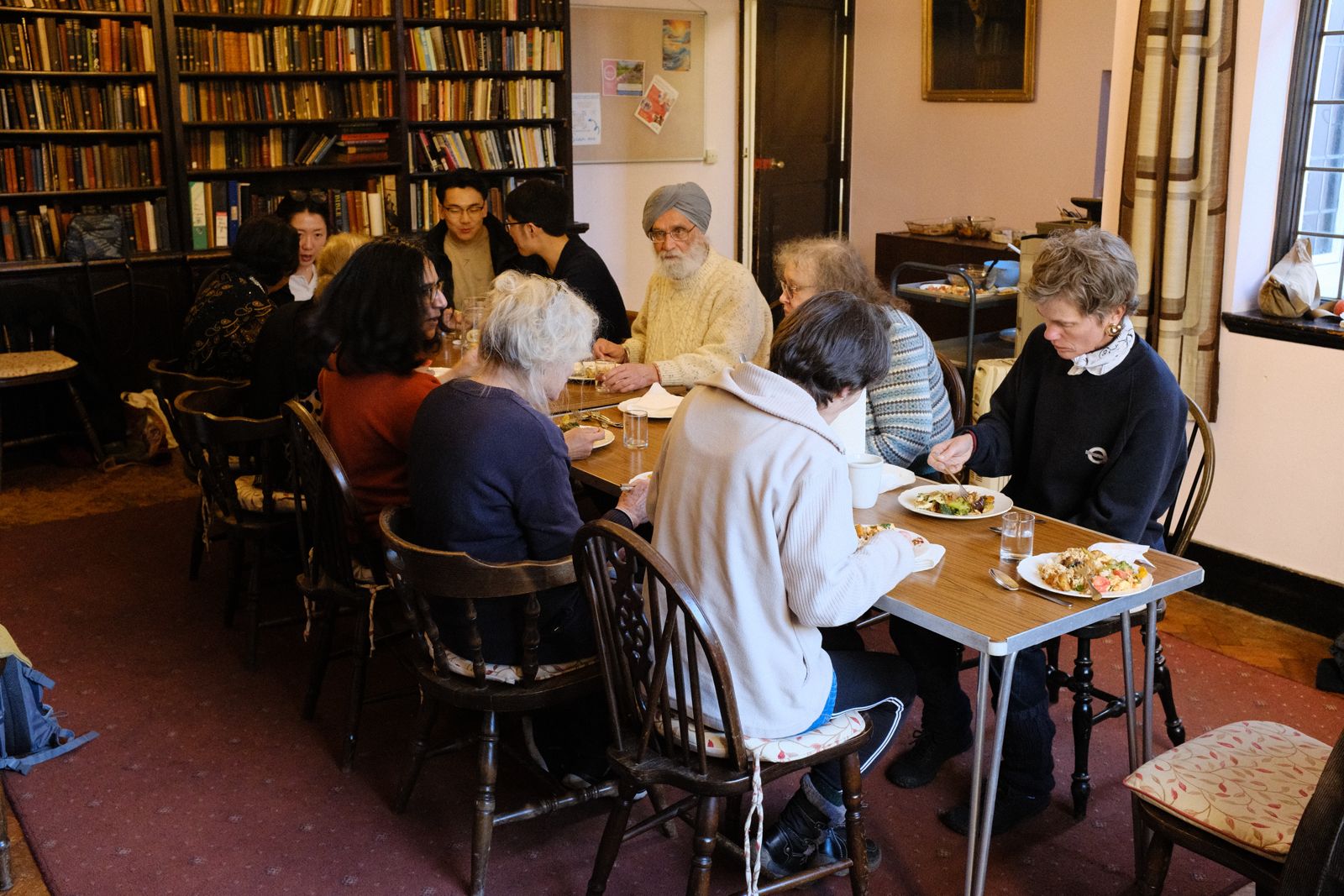 Community members eating together